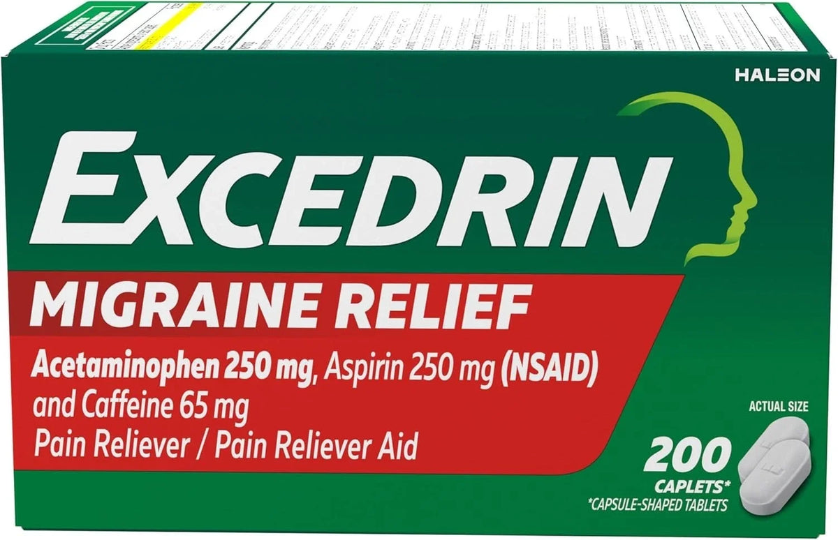 Excedrin Migraine Relief Caplets 200 Count | Headache & Migraine Pain Relief