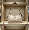 Coach Teri Shoulder Bag Signature Canvas Silver/Sand/Taupe CV933 NWT