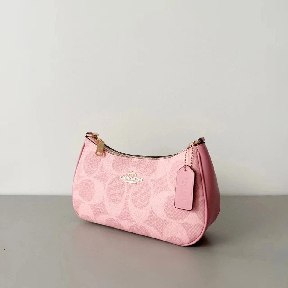 COACH Teri Shoulder Bag Signature Canvas Gold/Powder Pink CAL51 New
